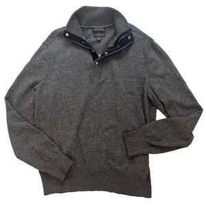 Vintage Banana Rebublic Men’s Italian Wool Snap/Zip Neck Grey Sweater Size L